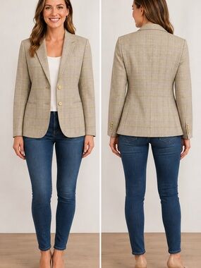 Talbots Petites Plaid Cotton Linen
Blazer Size 8